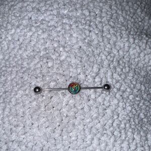 Colorful Peace Sign Barbell Earring